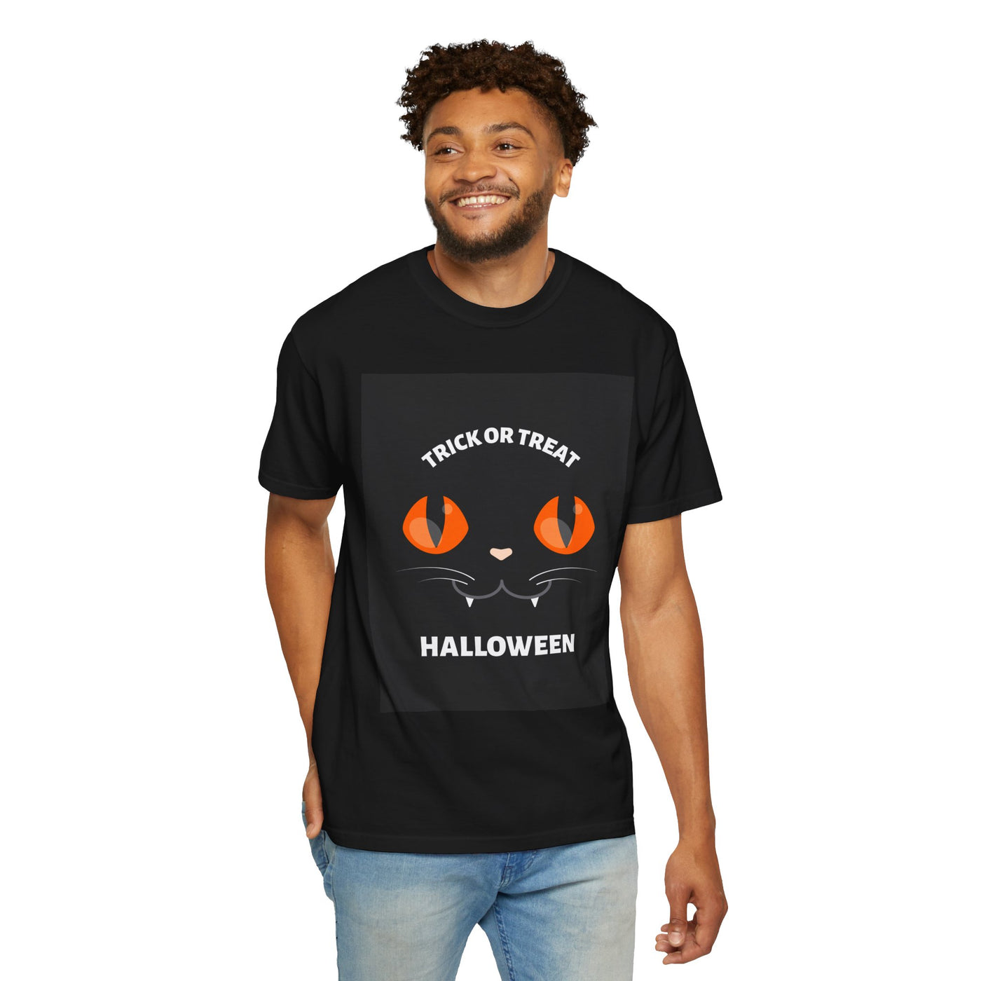 Halloween Cat T-Shirt, Unisex Trick or Treat Tee, Spooky Season Apparel, Cute Halloween Gift, Fall Festival Shirt, Cat Lover T-Shirt