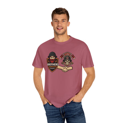 Brotherhood BBQ Humor T-Shirt, Unisex Casual Tee, Firefighter Appreciation, Friendship Gift, BBQ Lovers Shirt, Unique Graphic Tee