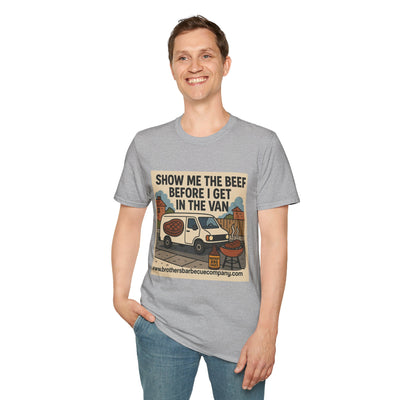 Funny BBQ Unisex T-Shirt - Show Me the Beef, Grilling Gift, Summer BBQ, Foodie Humor, Casual Wear