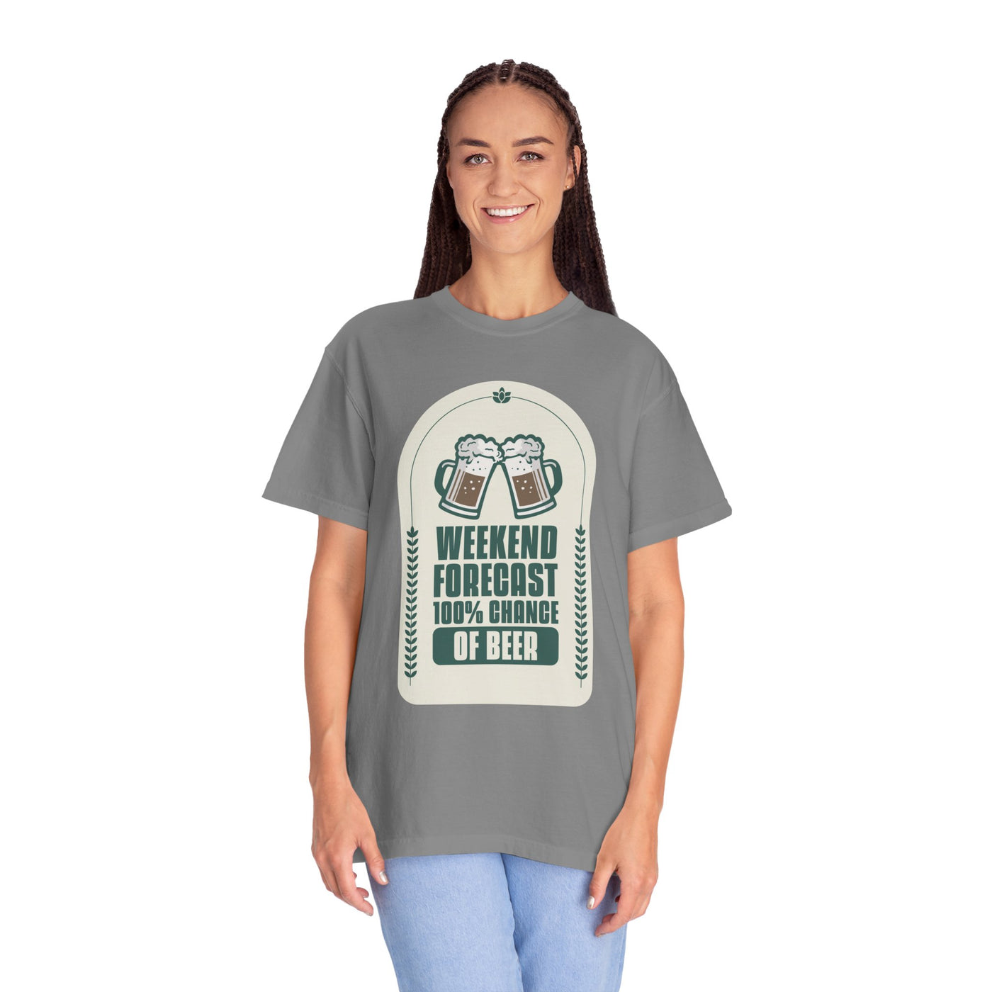 Weekend Forecast Beer T-Shirt | Unisex Garment-Dyed Tee for Beer Lovers, Perfect for Parties, Birthdays, and Casual Wear