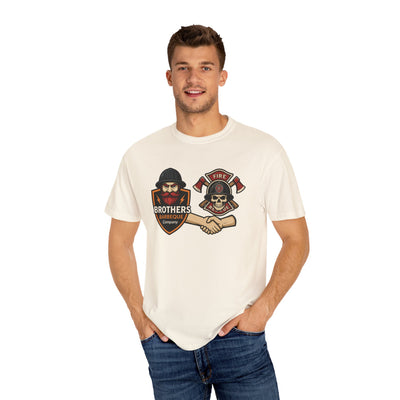 Brotherhood BBQ Humor T-Shirt, Unisex Casual Tee, Firefighter Appreciation, Friendship Gift, BBQ Lovers Shirt, Unique Graphic Tee