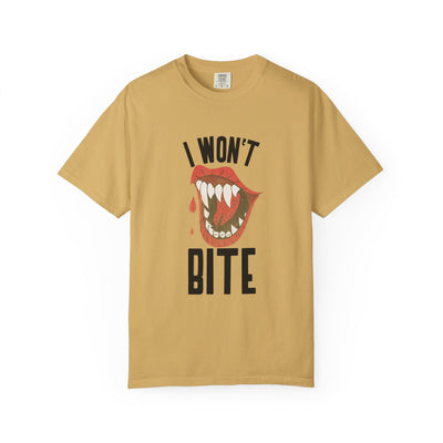 Fun Unisex 'I Won't Bite' T-Shirt for Halloween, Casual Wear, Graphic Tee, Gift for Friends, Statement Shirt