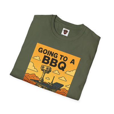 BBQ Rover Unisex Softstyle T-Shirt | Fun BBQ Shirt, Space Enthusiast Gift, Summer Picnic Wear, Mars Rover Shirt, Unique Graphic Tee