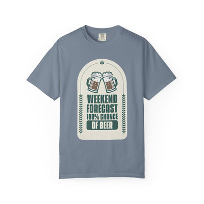 Weekend Forecast Beer T-Shirt | Unisex Garment-Dyed Tee for Beer Lovers, Perfect for Parties, Birthdays, and Casual Wear