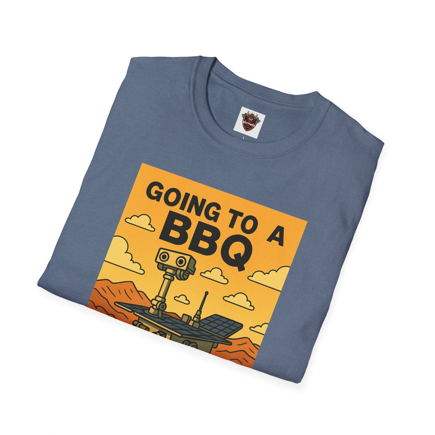 BBQ Rover Unisex Softstyle T-Shirt | Fun BBQ Shirt, Space Enthusiast Gift, Summer Picnic Wear, Mars Rover Shirt, Unique Graphic Tee