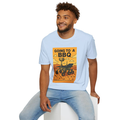 BBQ Rover Unisex Softstyle T-Shirt | Fun BBQ Shirt, Space Enthusiast Gift, Summer Picnic Wear, Mars Rover Shirt, Unique Graphic Tee