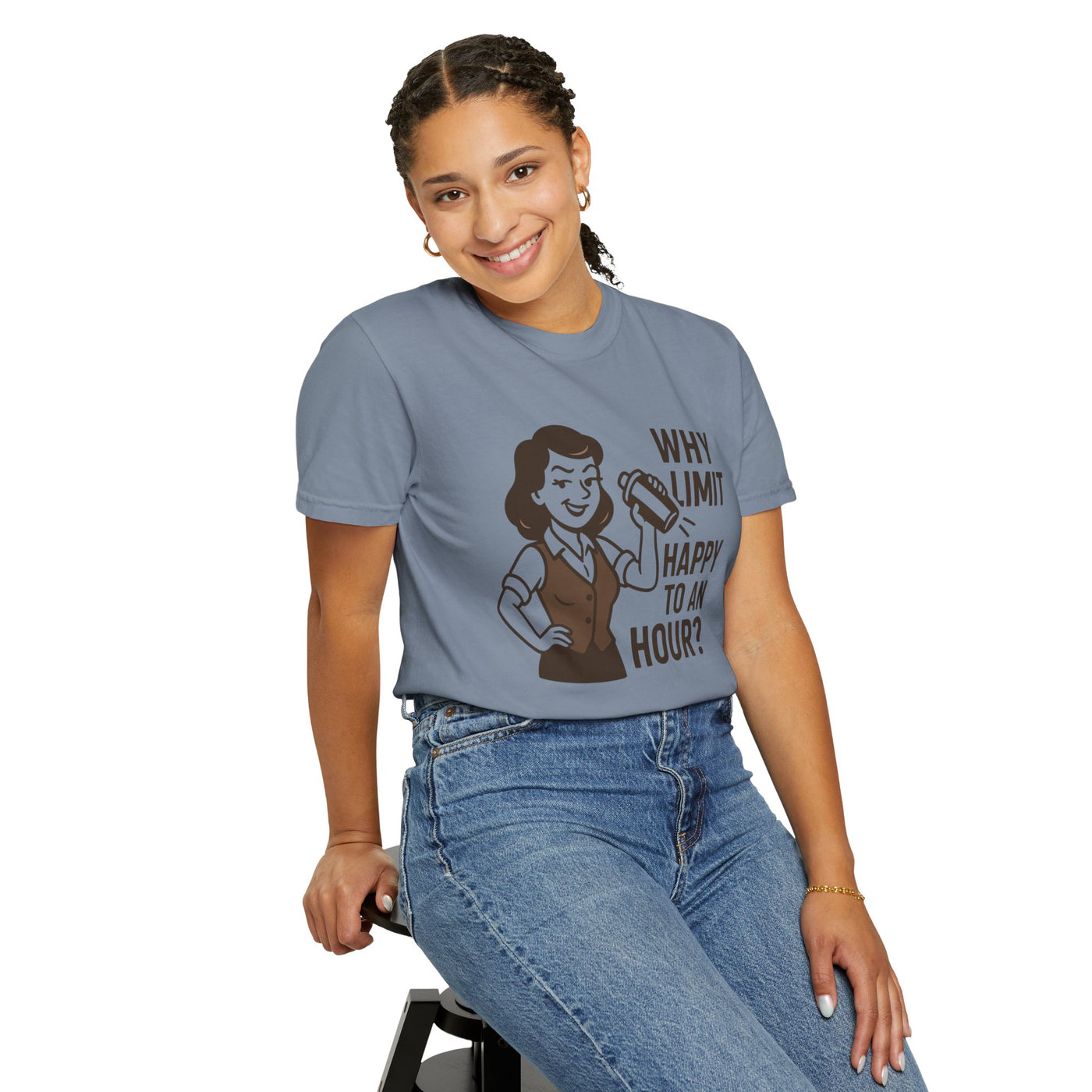 Why limit happy hour to an hour t-shirt, Chic Humor T-Shirt, Funny Shirt, Gift for Her, Casual Wear, Unisex Tee, Celebration Apparel