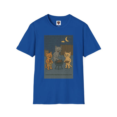 Cute Animal Campfire T-Shirt, Cozy Cat T-Shirt, Gifts for Cat Lovers, Unisex Softstyle Tee, Perfect for Camping or Outdoor Fun