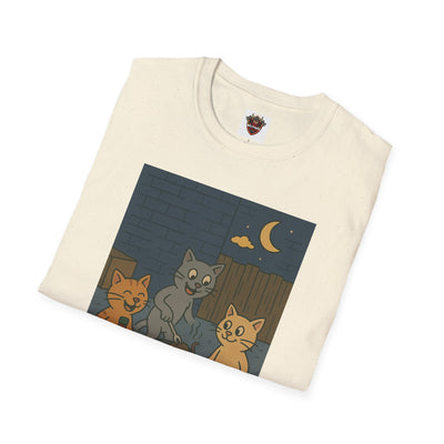 Cute Animal Campfire T-Shirt, Cozy Cat T-Shirt, Gifts for Cat Lovers, Unisex Softstyle Tee, Perfect for Camping or Outdoor Fun