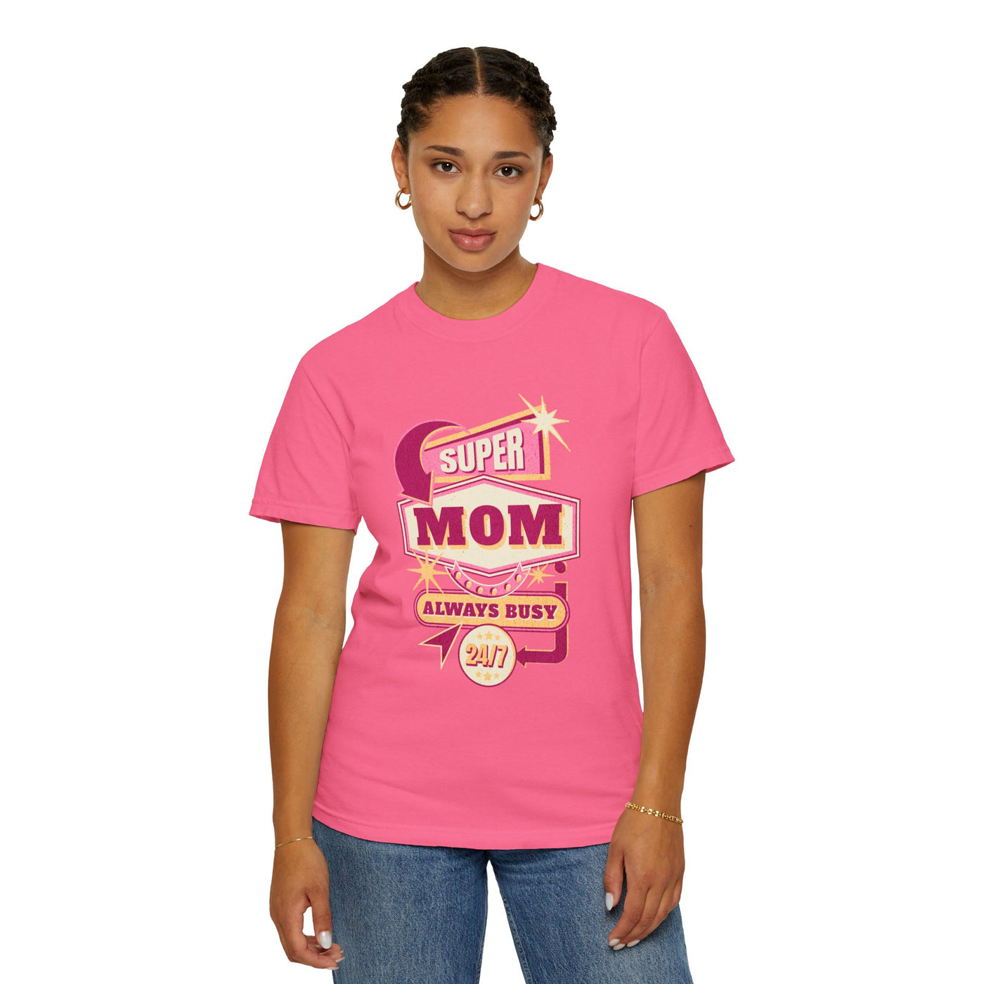 Super Mom Garment-Dyed T-Shirt, Mother's Day Gift, Funny Mom Tee, Busy Mom Apparel, Casual T-Shirt for Moms