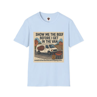 Funny BBQ Unisex T-Shirt - Show Me the Beef, Grilling Gift, Summer BBQ, Foodie Humor, Casual Wear