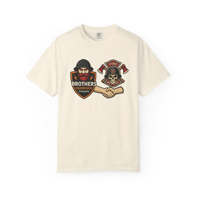 Brotherhood BBQ Humor T-Shirt, Unisex Casual Tee, Firefighter Appreciation, Friendship Gift, BBQ Lovers Shirt, Unique Graphic Tee