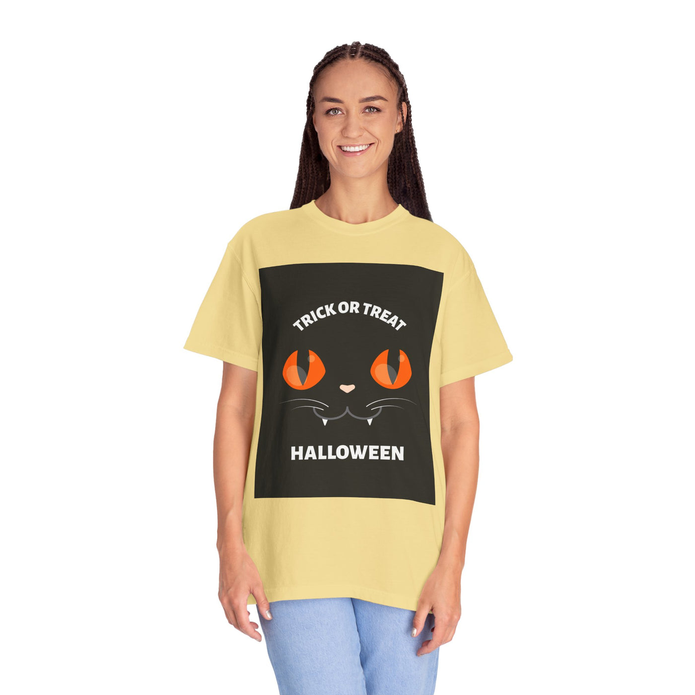 Halloween Cat T-Shirt, Unisex Trick or Treat Tee, Spooky Season Apparel, Cute Halloween Gift, Fall Festival Shirt, Cat Lover T-Shirt
