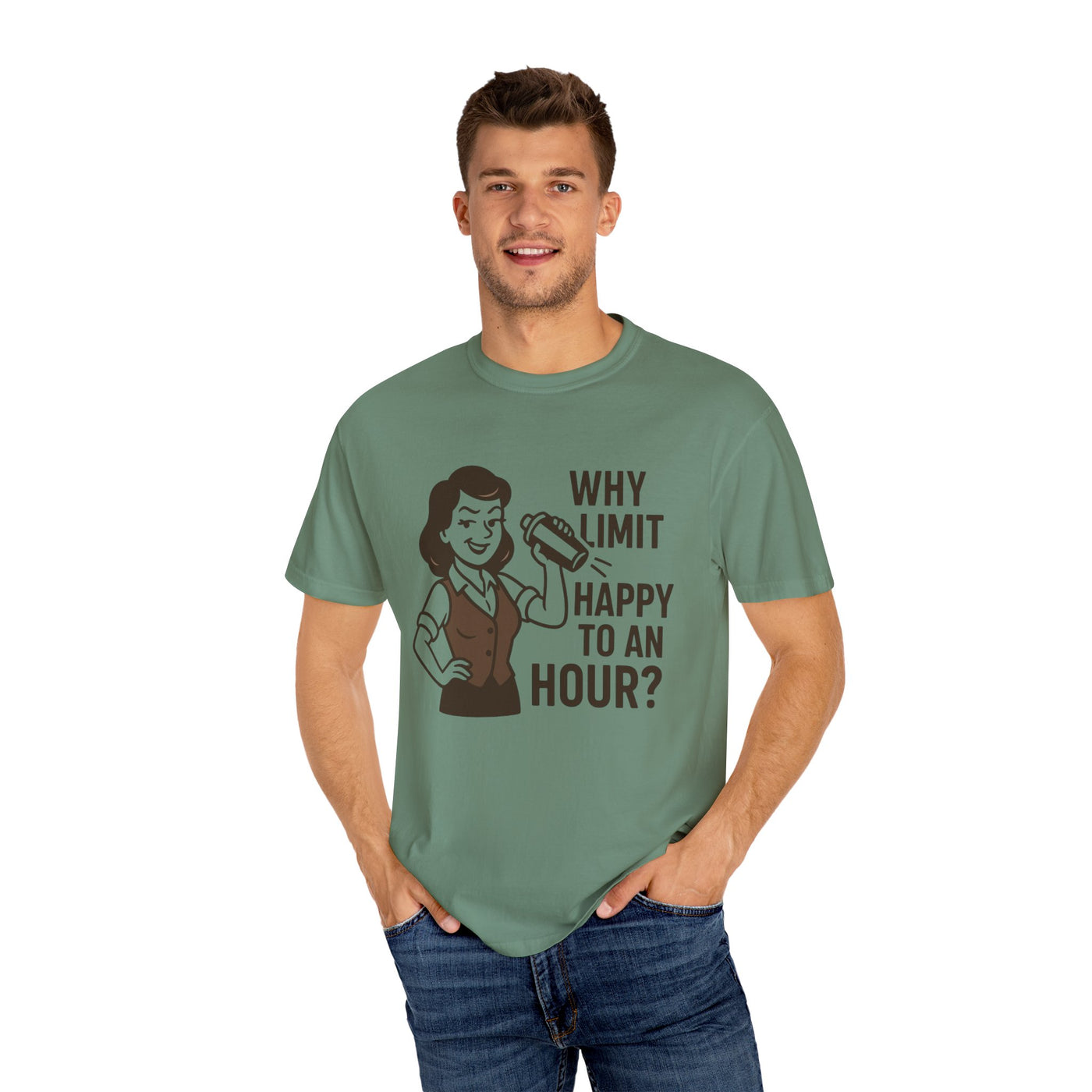 Why limit happy hour to an hour t-shirt, Chic Humor T-Shirt, Funny Shirt, Gift for Her, Casual Wear, Unisex Tee, Celebration Apparel