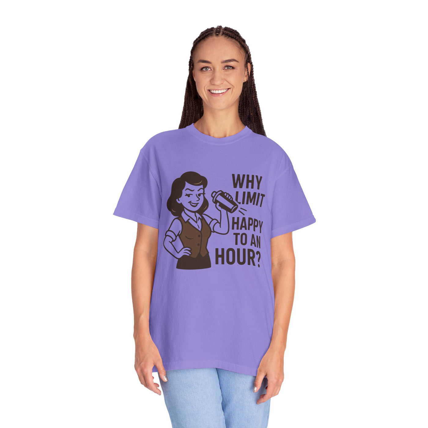 Why limit happy hour to an hour t-shirt, Chic Humor T-Shirt, Funny Shirt, Gift for Her, Casual Wear, Unisex Tee, Celebration Apparel