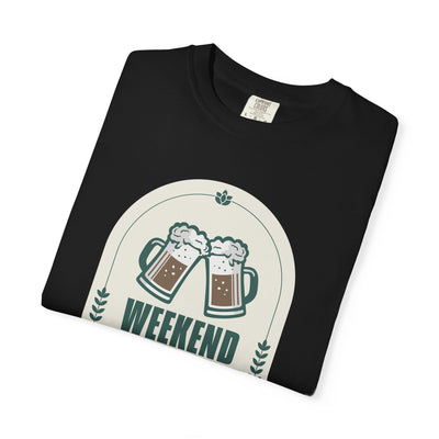 Weekend Forecast Beer T-Shirt | Unisex Garment-Dyed Tee for Beer Lovers, Perfect for Parties, Birthdays, and Casual Wear