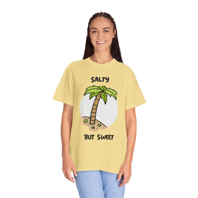 Salty But Sweet T-Shirt, Unisex Garment-Dyed Tee for Beach Lovers, Casual Summer Wear, Gift for Vacation, Ocean Vibes
