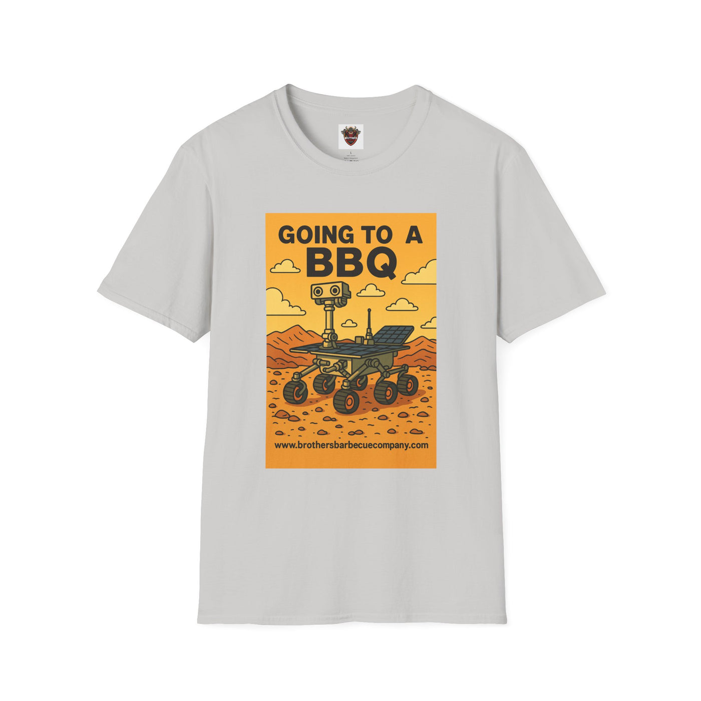 BBQ Rover Unisex Softstyle T-Shirt | Fun BBQ Shirt, Space Enthusiast Gift, Summer Picnic Wear, Mars Rover Shirt, Unique Graphic Tee