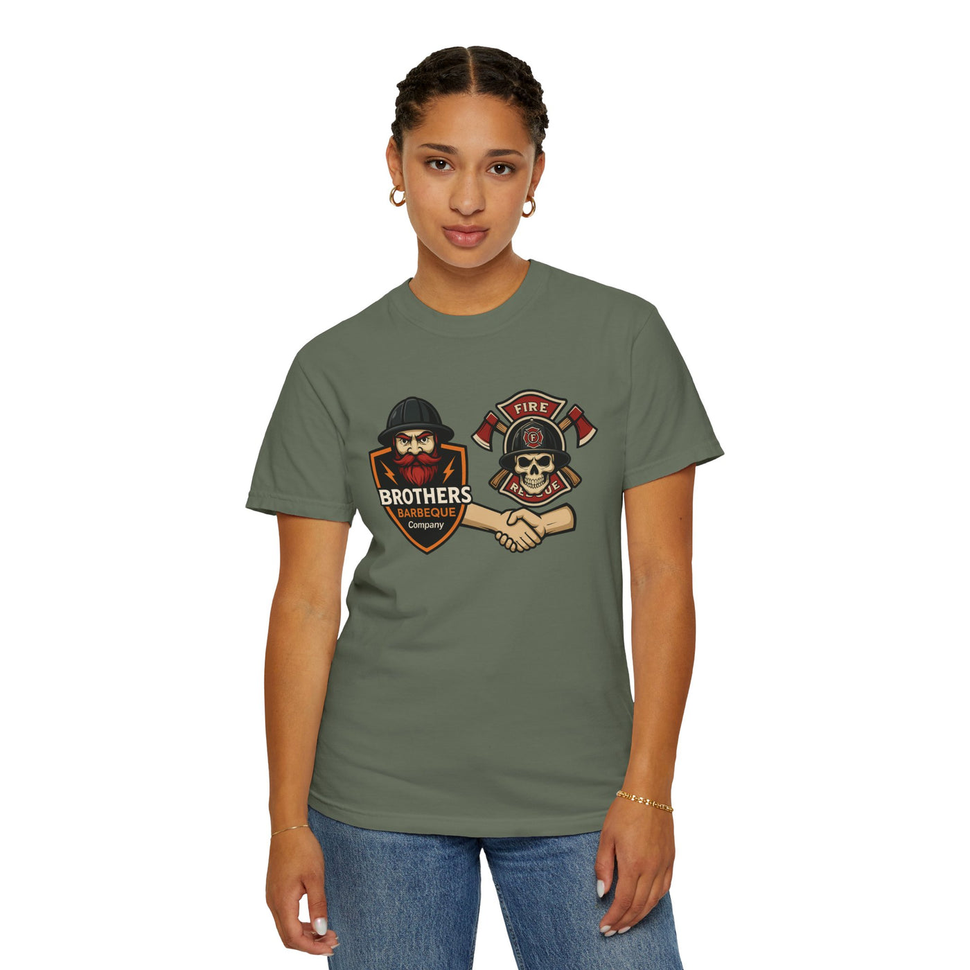 Brotherhood BBQ Humor T-Shirt, Unisex Casual Tee, Firefighter Appreciation, Friendship Gift, BBQ Lovers Shirt, Unique Graphic Tee