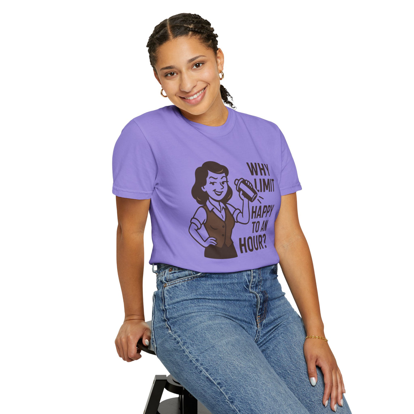 Why limit happy hour to an hour t-shirt, Chic Humor T-Shirt, Funny Shirt, Gift for Her, Casual Wear, Unisex Tee, Celebration Apparel