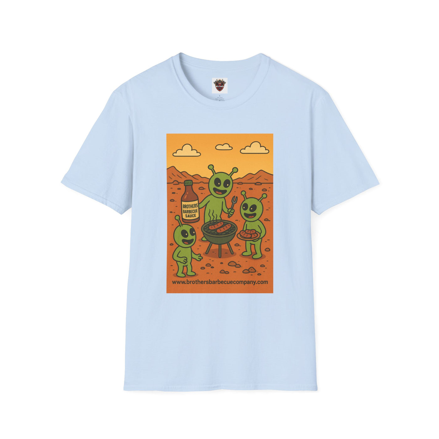 Alien BBQ Meat Party Unisex Softstyle T-Shirt, Funny Graphic Tee, Unique Gift, Summer Barbecue Wear, Casual Everyday Shirt, Fun Statement Top