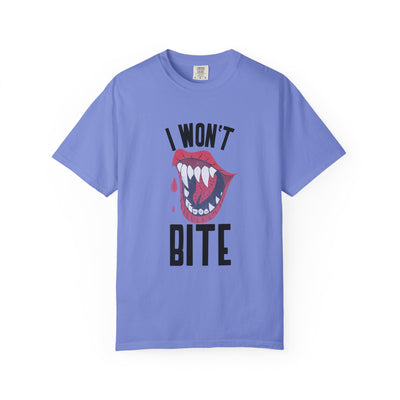 Fun Unisex 'I Won't Bite' T-Shirt for Halloween, Casual Wear, Graphic Tee, Gift for Friends, Statement Shirt