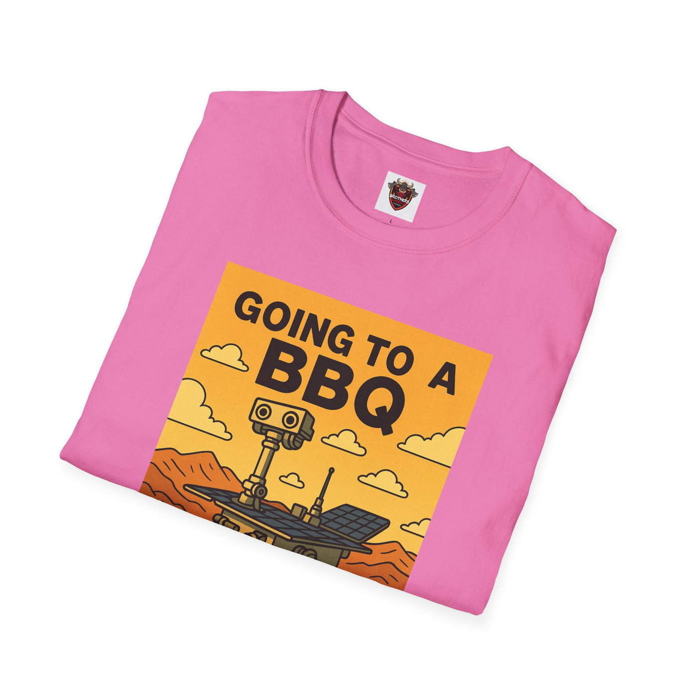 BBQ Rover Unisex Softstyle T-Shirt | Fun BBQ Shirt, Space Enthusiast Gift, Summer Picnic Wear, Mars Rover Shirt, Unique Graphic Tee