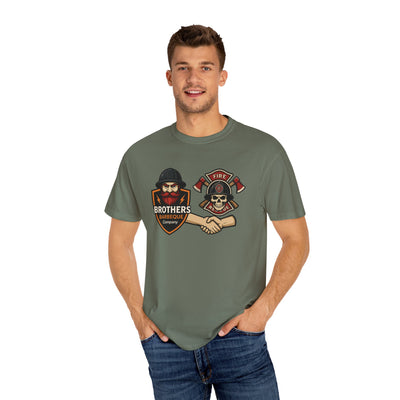 Brotherhood BBQ Humor T-Shirt, Unisex Casual Tee, Firefighter Appreciation, Friendship Gift, BBQ Lovers Shirt, Unique Graphic Tee