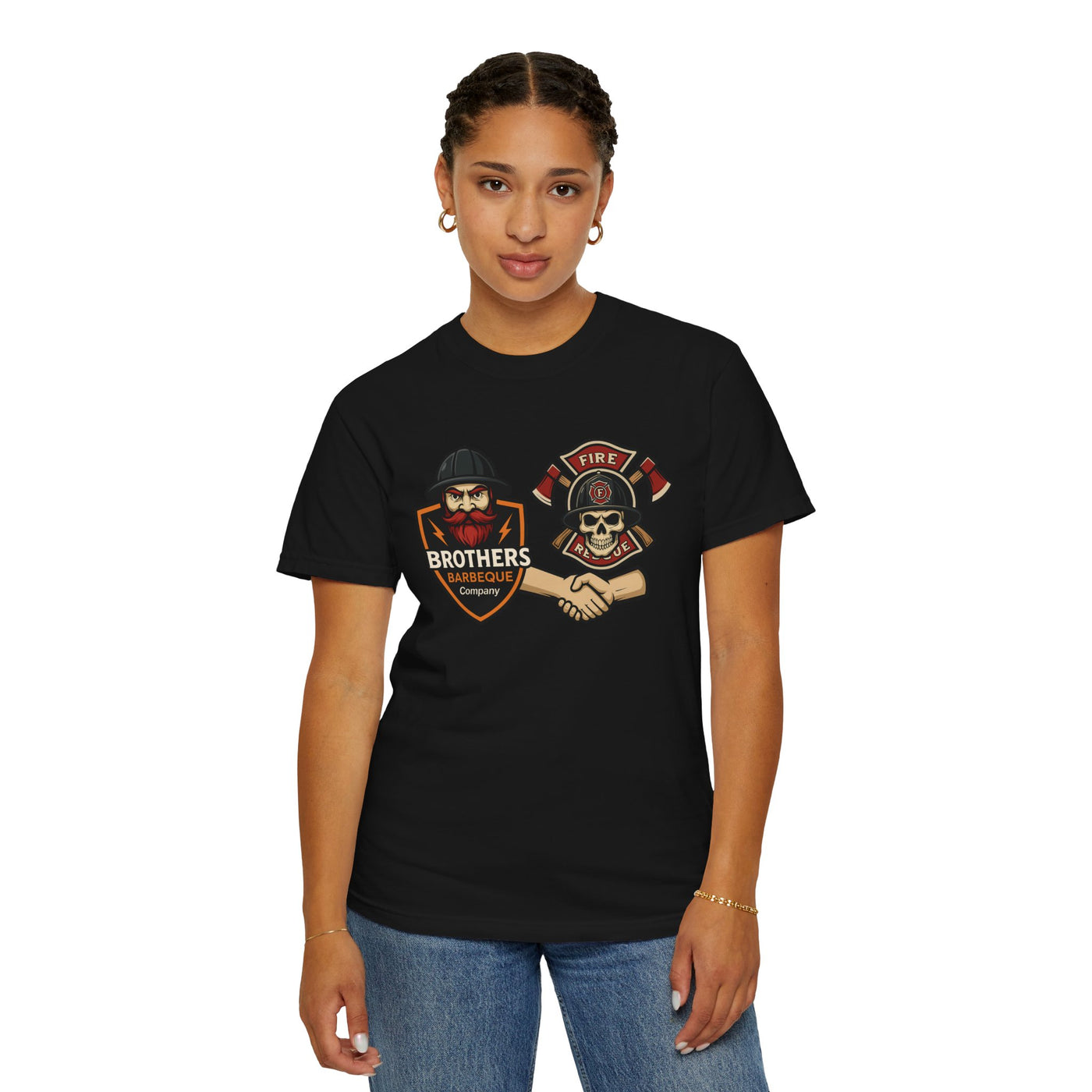 Brotherhood BBQ Humor T-Shirt, Unisex Casual Tee, Firefighter Appreciation, Friendship Gift, BBQ Lovers Shirt, Unique Graphic Tee