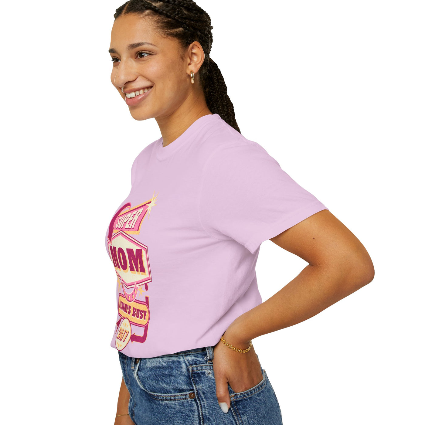 Super Mom Garment-Dyed T-Shirt, Mother's Day Gift, Funny Mom Tee, Busy Mom Apparel, Casual T-Shirt for Moms