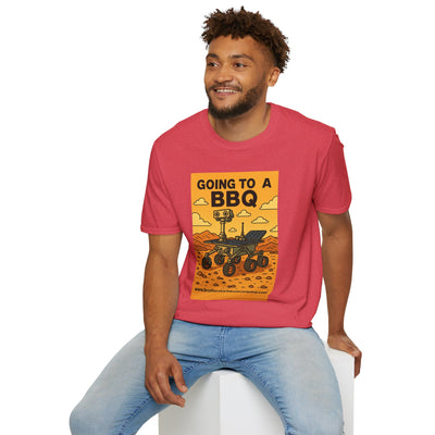 BBQ Rover Unisex Softstyle T-Shirt | Fun BBQ Shirt, Space Enthusiast Gift, Summer Picnic Wear, Mars Rover Shirt, Unique Graphic Tee