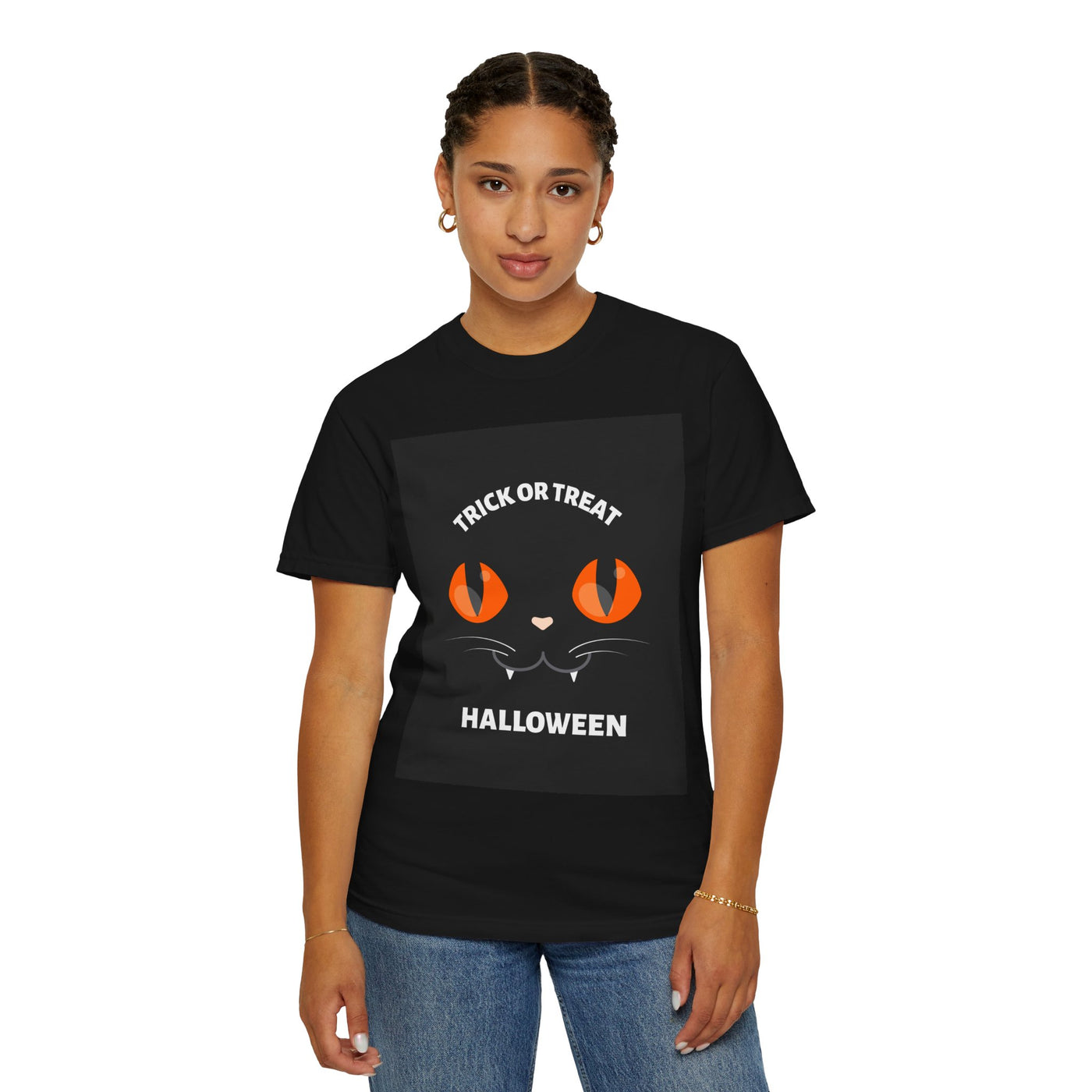 Halloween Cat T-Shirt, Unisex Trick or Treat Tee, Spooky Season Apparel, Cute Halloween Gift, Fall Festival Shirt, Cat Lover T-Shirt