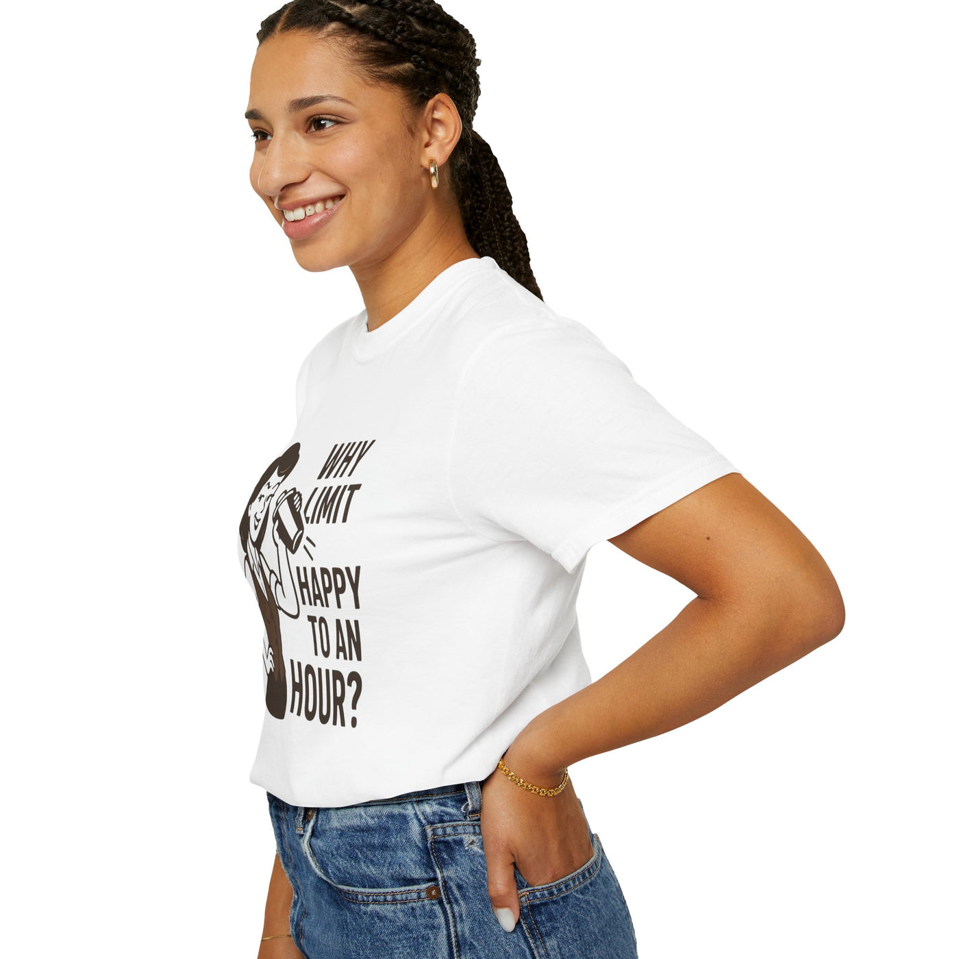 Why limit happy hour to an hour t-shirt, Chic Humor T-Shirt, Funny Shirt, Gift for Her, Casual Wear, Unisex Tee, Celebration Apparel