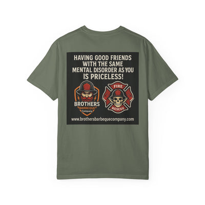 Brotherhood BBQ Humor T-Shirt, Unisex Casual Tee, Firefighter Appreciation, Friendship Gift, BBQ Lovers Shirt, Unique Graphic Tee
