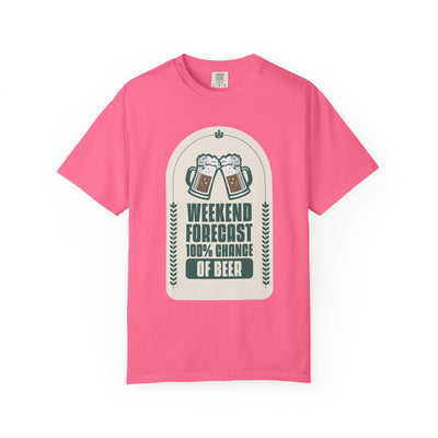 Weekend Forecast Beer T-Shirt | Unisex Garment-Dyed Tee for Beer Lovers, Perfect for Parties, Birthdays, and Casual Wear