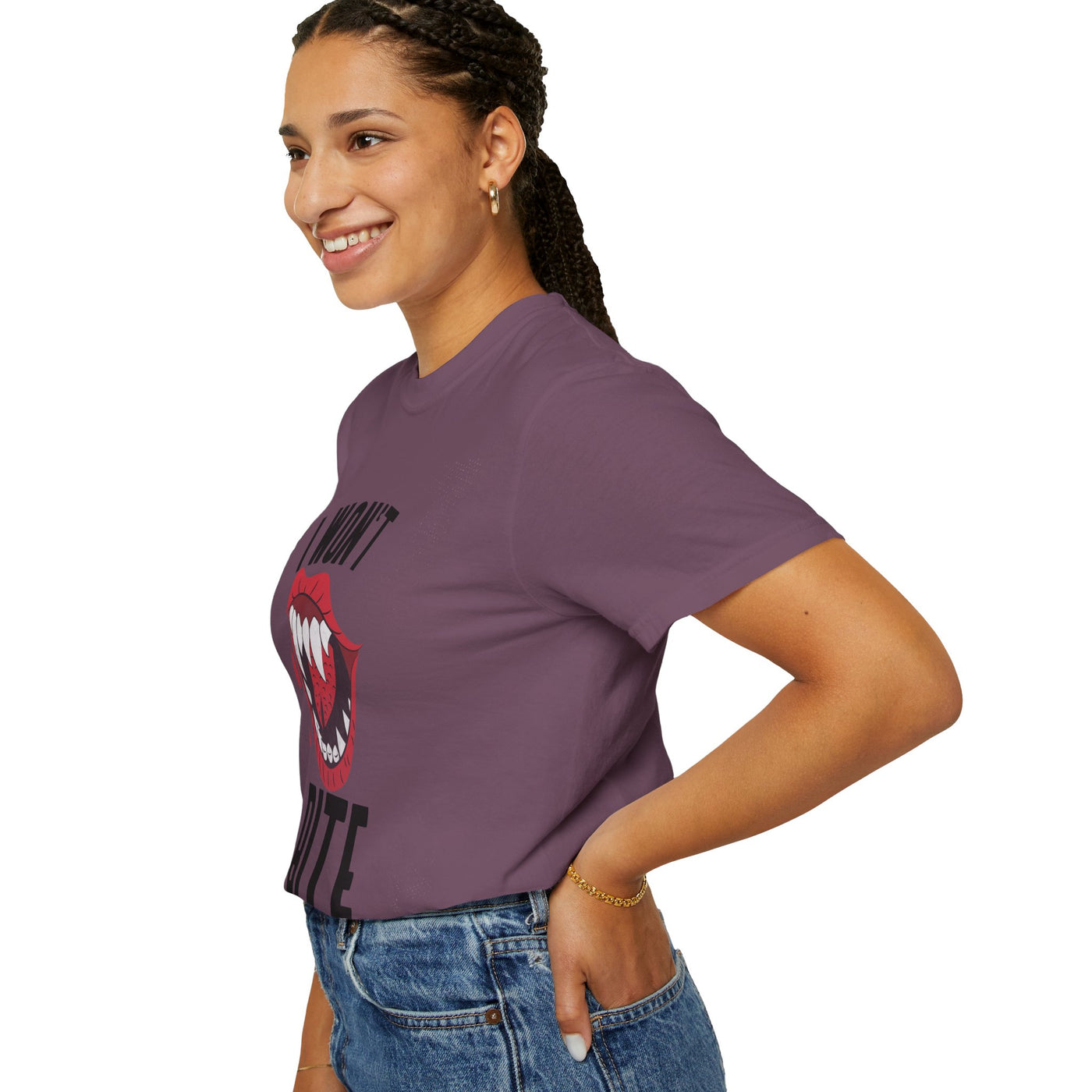 Fun Unisex 'I Won't Bite' T-Shirt for Halloween, Casual Wear, Graphic Tee, Gift for Friends, Statement Shirt
