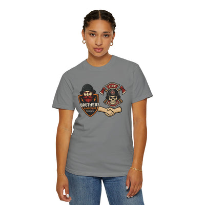 Brotherhood BBQ Humor T-Shirt, Unisex Casual Tee, Firefighter Appreciation, Friendship Gift, BBQ Lovers Shirt, Unique Graphic Tee