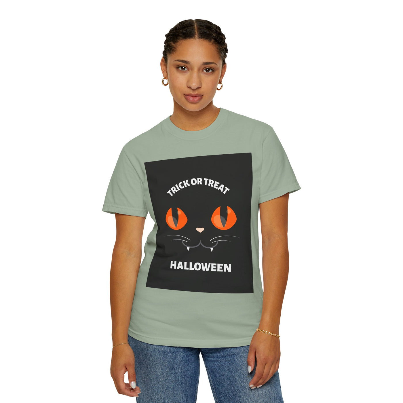 Halloween Cat T-Shirt, Unisex Trick or Treat Tee, Spooky Season Apparel, Cute Halloween Gift, Fall Festival Shirt, Cat Lover T-Shirt