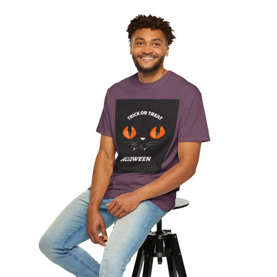 Halloween Cat T-Shirt, Unisex Trick or Treat Tee, Spooky Season Apparel, Cute Halloween Gift, Fall Festival Shirt, Cat Lover T-Shirt