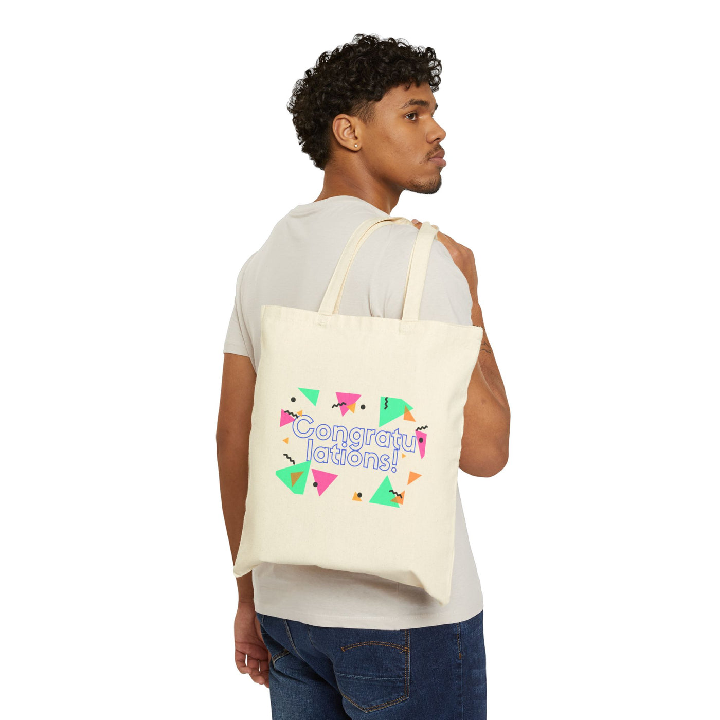 Celebratory Canvas Tote Bag - Congrats Gift, Graduation Tote, Wedding Favor, Eco-Friendly Bag, Party Essentials