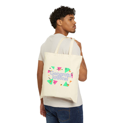 Celebratory Canvas Tote Bag - Congrats Gift, Graduation Tote, Wedding Favor, Eco-Friendly Bag, Party Essentials
