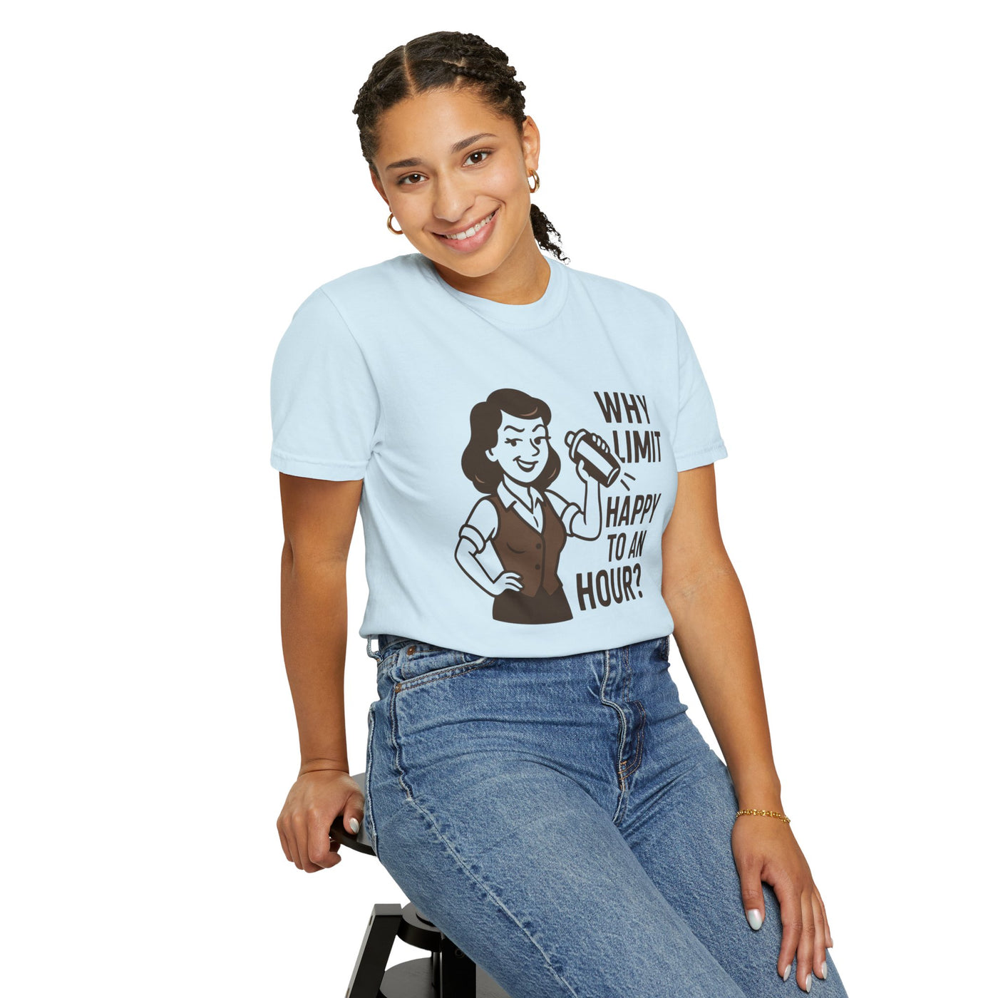 Why limit happy hour to an hour t-shirt, Chic Humor T-Shirt, Funny Shirt, Gift for Her, Casual Wear, Unisex Tee, Celebration Apparel
