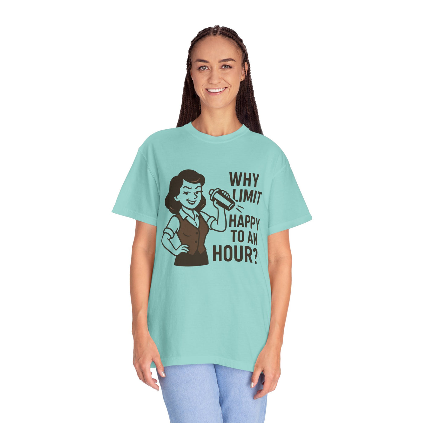 Why limit happy hour to an hour t-shirt, Chic Humor T-Shirt, Funny Shirt, Gift for Her, Casual Wear, Unisex Tee, Celebration Apparel