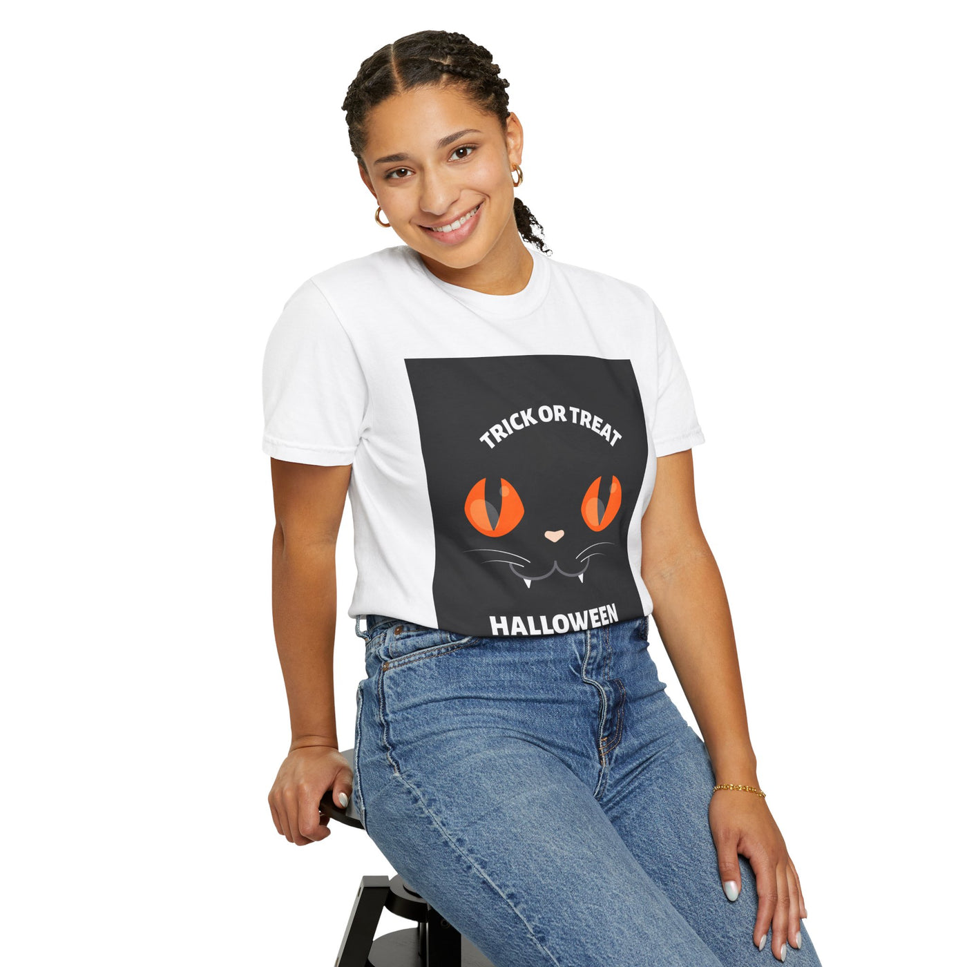Halloween Cat T-Shirt, Unisex Trick or Treat Tee, Spooky Season Apparel, Cute Halloween Gift, Fall Festival Shirt, Cat Lover T-Shirt