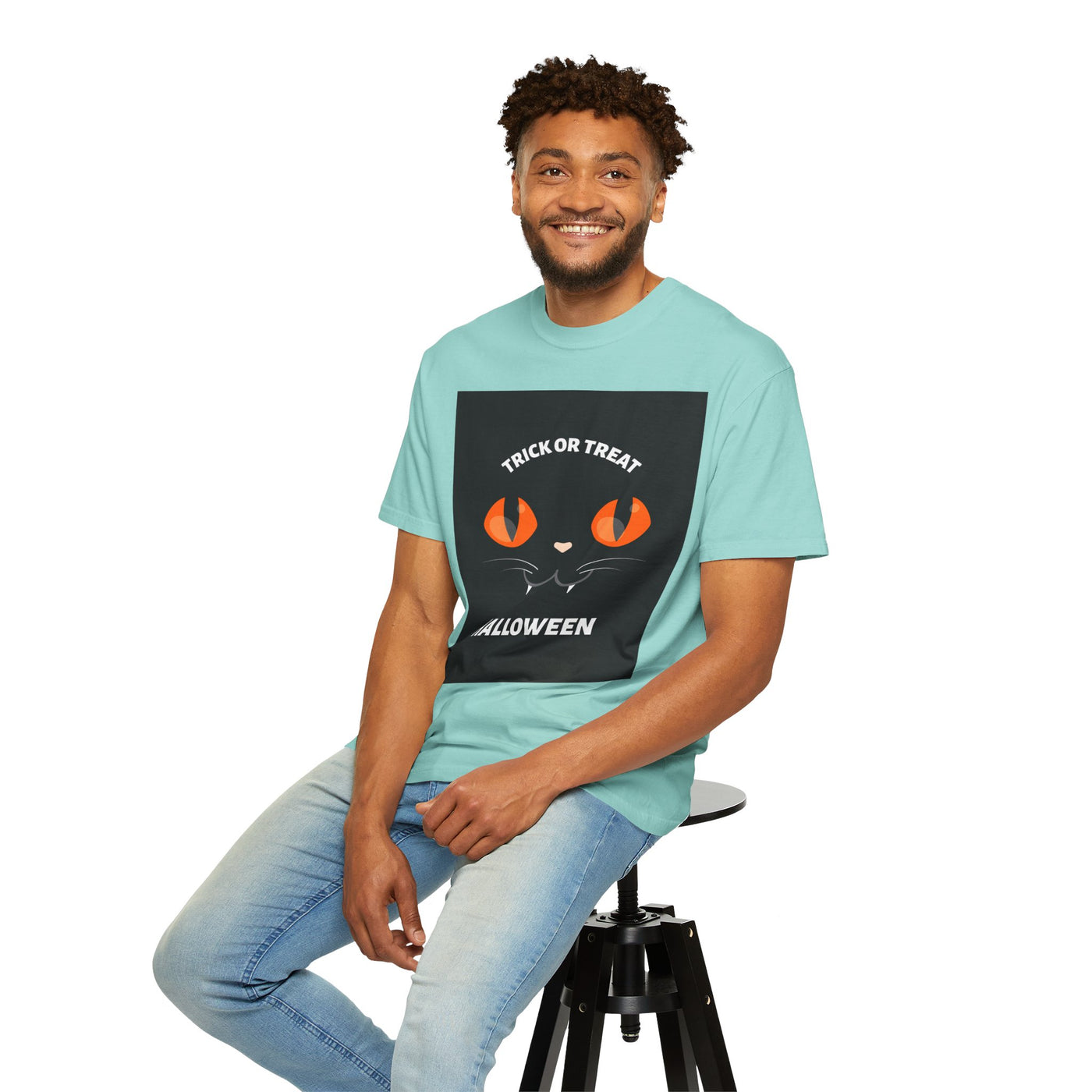 Halloween Cat T-Shirt, Unisex Trick or Treat Tee, Spooky Season Apparel, Cute Halloween Gift, Fall Festival Shirt, Cat Lover T-Shirt