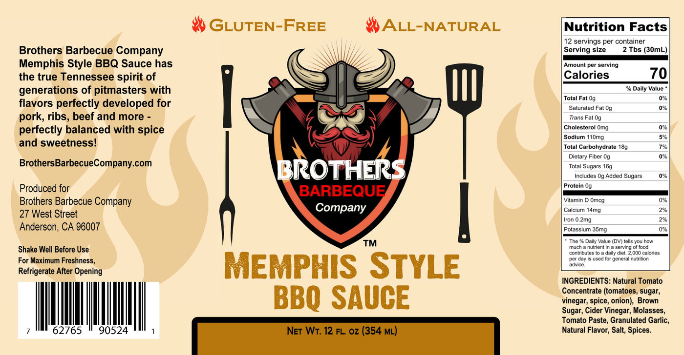 Brothers Barbeque Company's Memphis style barbecue sauce 12 oz