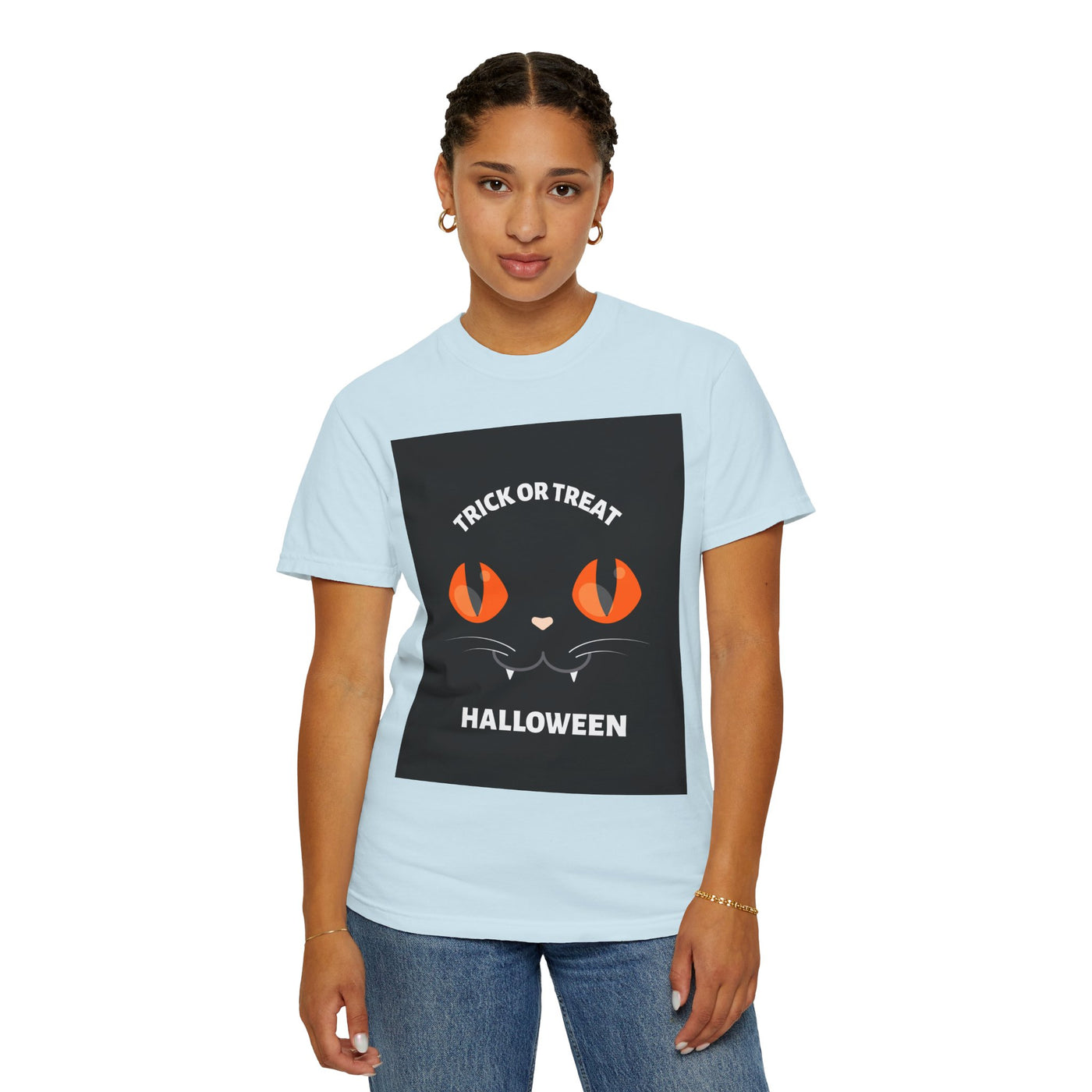 Halloween Cat T-Shirt, Unisex Trick or Treat Tee, Spooky Season Apparel, Cute Halloween Gift, Fall Festival Shirt, Cat Lover T-Shirt