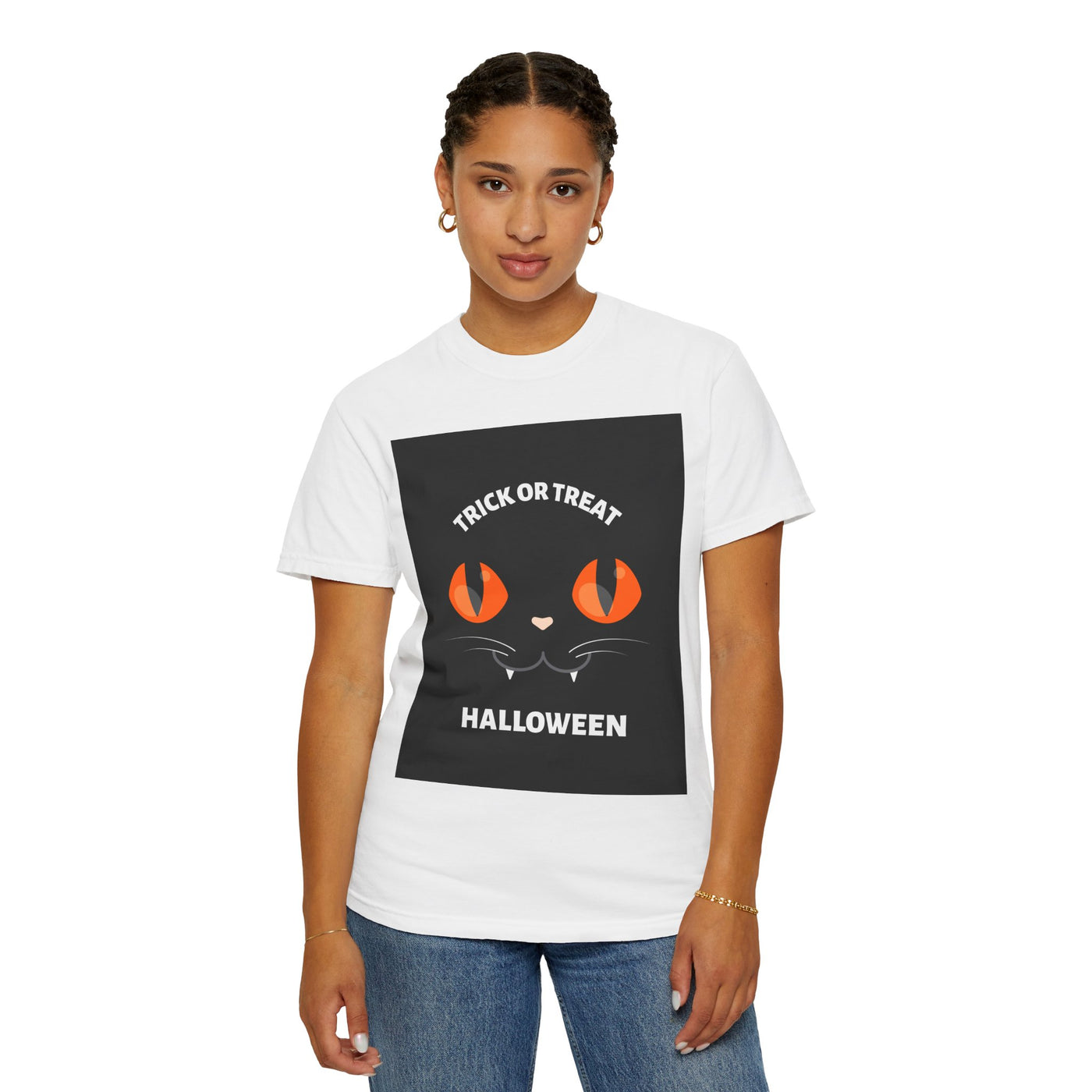 Halloween Cat T-Shirt, Unisex Trick or Treat Tee, Spooky Season Apparel, Cute Halloween Gift, Fall Festival Shirt, Cat Lover T-Shirt