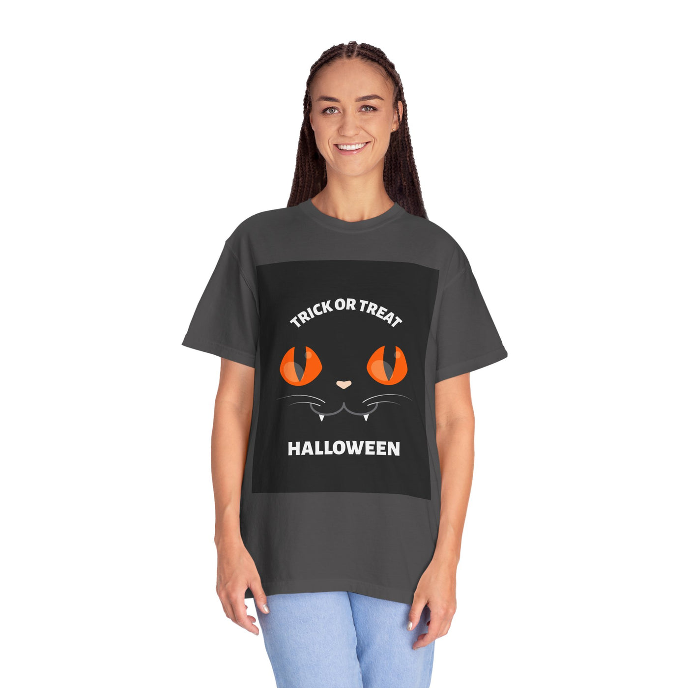 Halloween Cat T-Shirt, Unisex Trick or Treat Tee, Spooky Season Apparel, Cute Halloween Gift, Fall Festival Shirt, Cat Lover T-Shirt