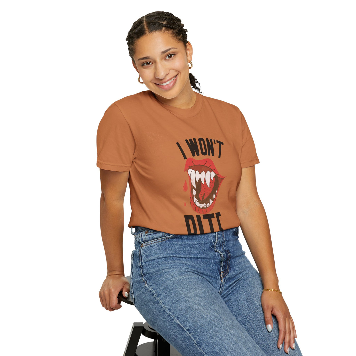 Fun Unisex 'I Won't Bite' T-Shirt for Halloween, Casual Wear, Graphic Tee, Gift for Friends, Statement Shirt